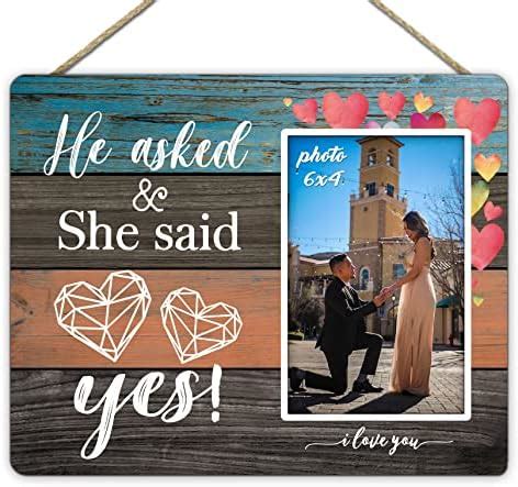 Amazon He Asked She Said Yes Engagement Picture Frame