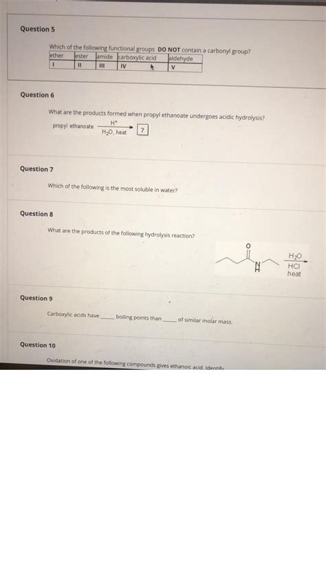 Solved Question 5 Which Of The Following Functional Groups