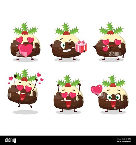 Pudding Pastel De Navidad Caricatura Personaje Con Amor Lindo Emoticono