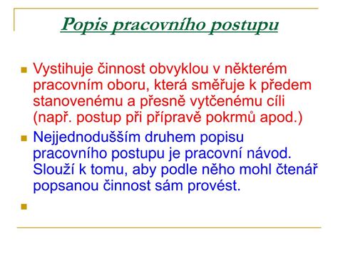 PPT POPIS PRACOVNÍHO POSTUPU PowerPoint Presentation free download