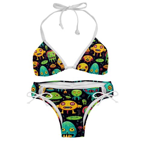 Alien Detachable Sponge Adjustable Strap Bikini Set Two Pack For