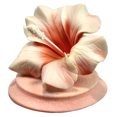 Hand Carved Carinia Coral Hibiscus Flower Carving