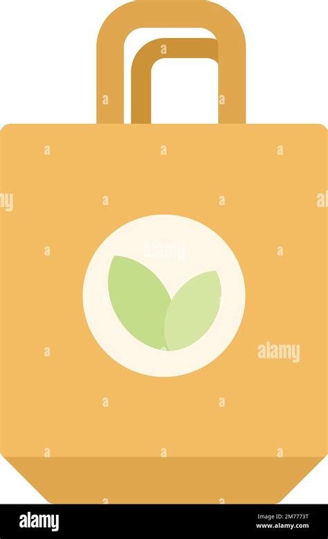 Eco Bag Icon Flat Vector Recycle Pack Food Paper Isolated Stock