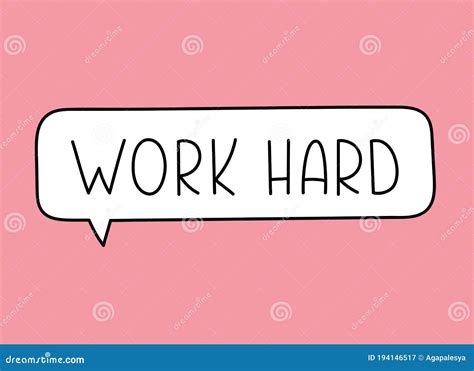 Work Hard Inscription Handwritten Lettering Illustrationblack Vector