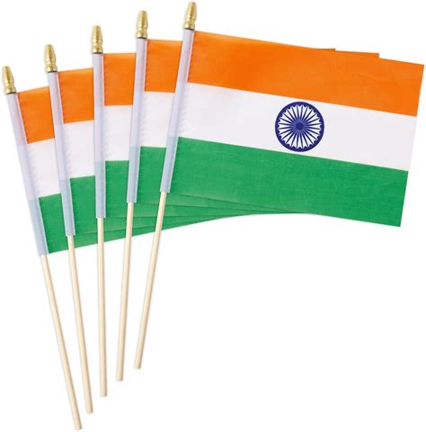 Lumila 25 Pack India Indian Flag Small Mini Flag Wood Hand