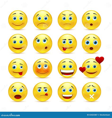 Collection Of Smilies With Different Emotions Stock Illustration