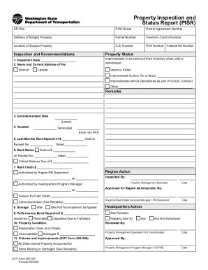 Fillable Online Wsdot Wa Dot Form Property Inspection And