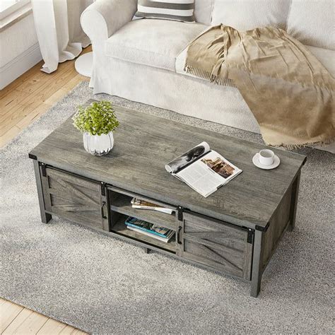 Yaoping Modern Farmhouse Coffee Table With Adjustable Storage