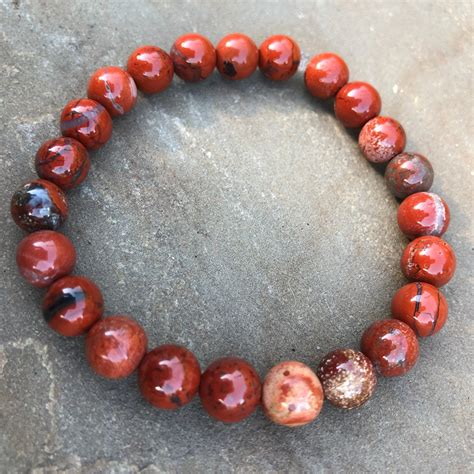 Natural Red Jasper Stretch Bracelet Free Delivery Etsy