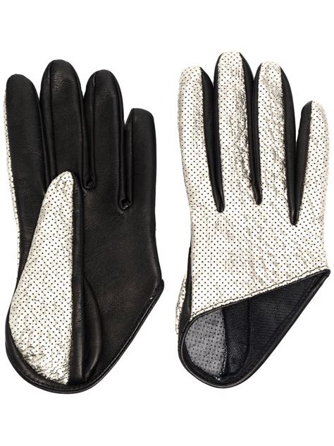 Manokhi Panelled Metallic Effect Leather Gloves Farfetch