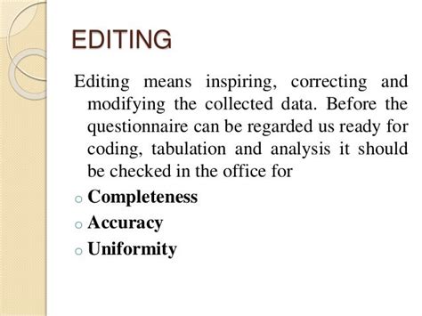 Research Methodology Data Processing Editing