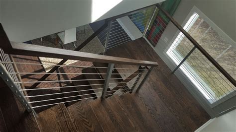 Open Risers Stairs With Wire Cable Railing Hl Stairs Custom