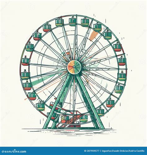 A Cartoon Illustration of a Fairground Ferris Wheel. Stock Image - Image of festival, leisure ...