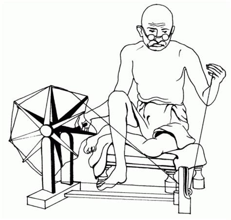 Bapu Gandhi With Charkha Coloring Pages Sheets Birthday Coloring