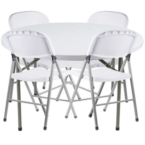 Lancaster Table & Seating 48" Round Granite White Heavy-Duty Blow ...