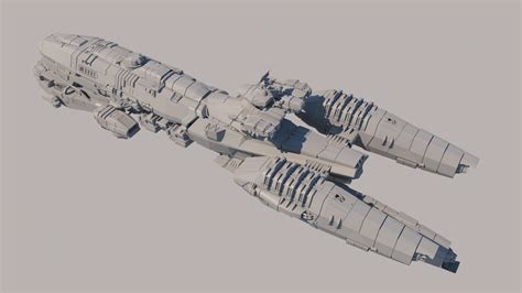 Sci Fi Space Battleship 3D Model TurboSquid 1591575