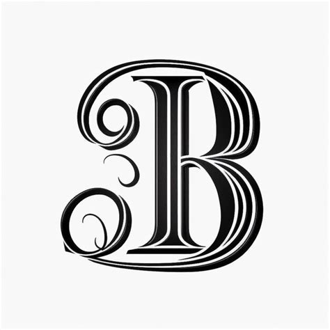 Premium Photo A Close Up Of A Black And White Letter B With Swirly Design Generative Ai