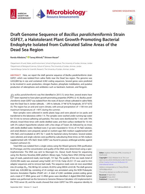 PDF Draft Genome Sequence Of Bacillus Paralicheniformis Strain GSFE7