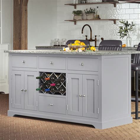 Grey Kitchen Island With Grey Granite Worktop - Wooden Furniture Store