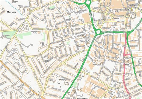 Central Wolverhampton City Street Map Digital Download Uk