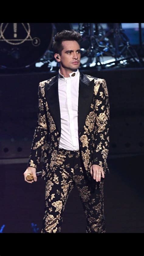 Brendon Urie Performing In A Stylish Black And Gold Suit