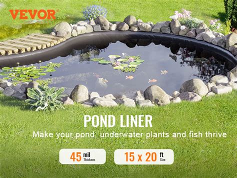 Vevor Pond Liner X Ft Mil Thickness Pliable Epdm Material