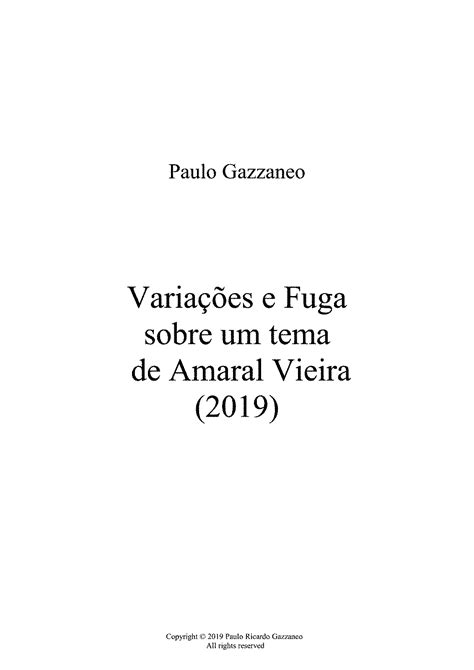 Varia Es E Fuga Sobre Um Tema De Amaral Vieira Para Piano Gazzaneo