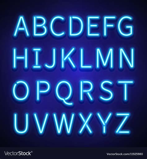 Glowing neon lights signs typeset letters Vector Image