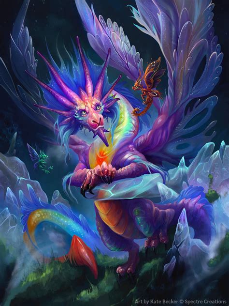 [Art] Prismatic Faerie Dragon (with stats in comments!) : DnD