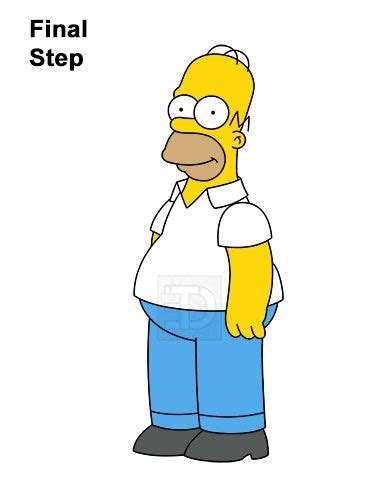 How to Draw Homer Simpson (Full Body) VIDEO & Step-by-Step Pictures ...