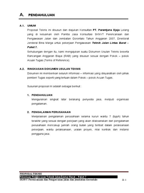 Proposal Teknis Pengawasan Jalan Pdf Free Pdf