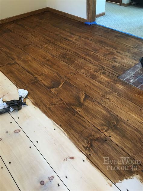 Wide Plank Pine Stain And Refinish Windham Nh Rustic Wood Floors Diy