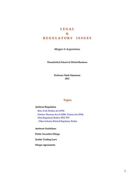legal regulatory issues  united states antitrust law federal