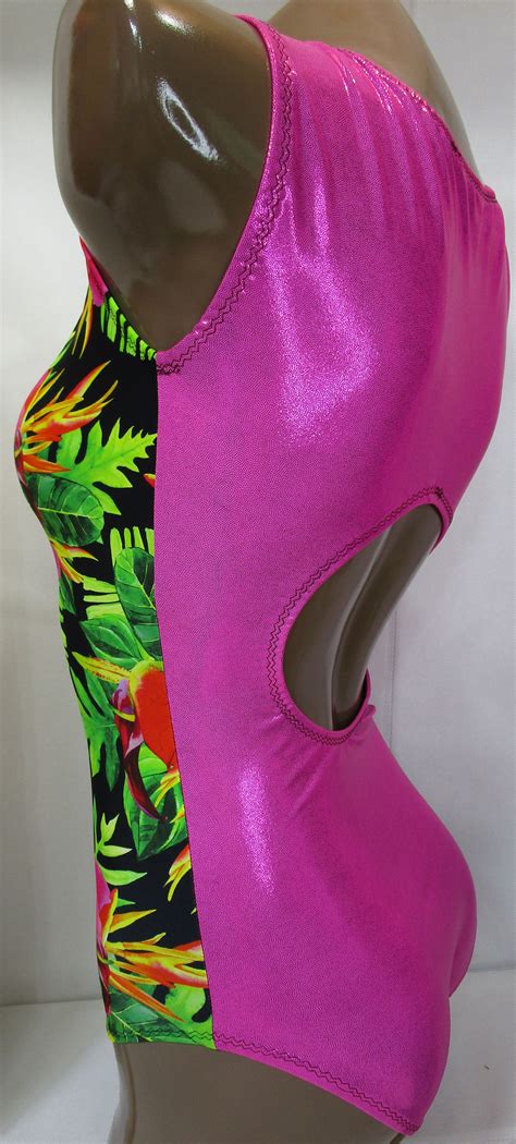 Island Tropical Floral In The Pink Flipflop Leos Gymnastics Leotard