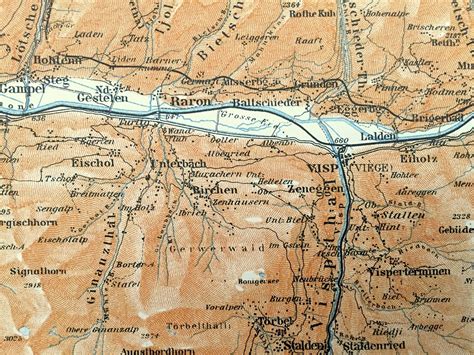 Antique 1913 Brig Switzerland Map From Baedekers Guide Atlas | Etsy