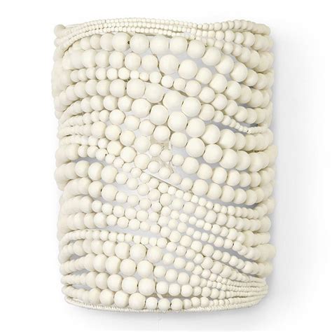 Palecek Point Dume Coastal Beach Cream White Wood Beaded Wall Sconce