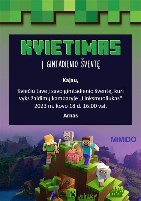 Atsisiųskite Kvietimus į Gimtadienio šventę Mimido