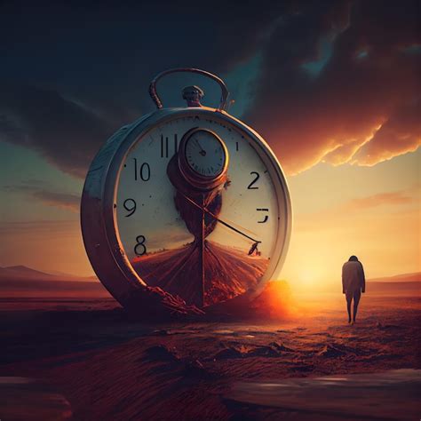 Premium Photo | Alarm clock at sunset in the desert 3d illustration