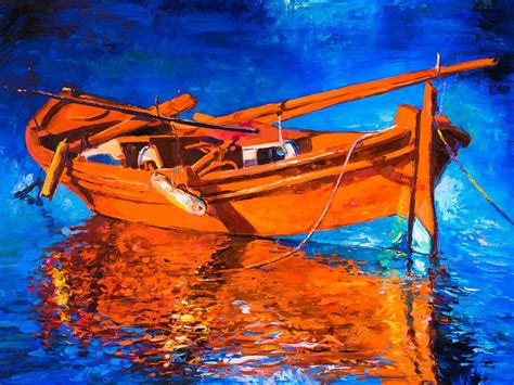 Pittura A Olio Paesaggio Marino Pittura Barca Originale Etsy