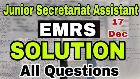 EMRS Junior Secretariat Assistant Solution 2023 EMRS JSA Paper