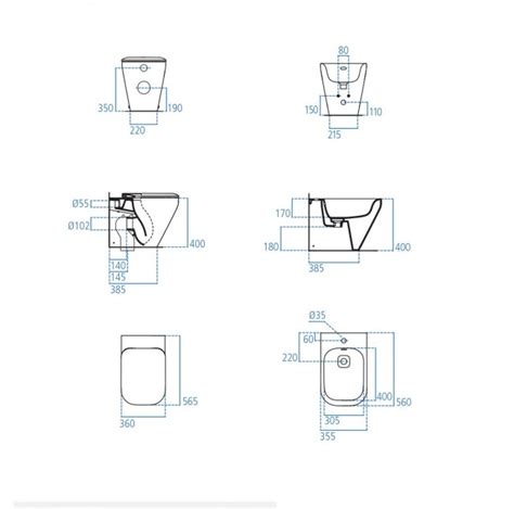 Sanitari Filo Muro Scarico Traslato Ideal Standard Tonic II AquaBlade