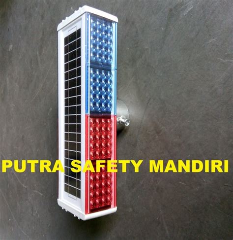 Jual WARNING LIGHT MERAH BIRU KOTAK SOLAR CELL LED LAMPU PERINGATAN