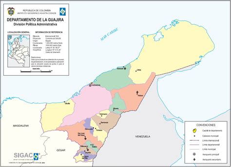 Mapa De La Guajira Con Municipios Departamento De Colombia Para