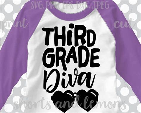 Third Grade Svg 3rd Grade Diva Teacher Svg DXF EPS Svg Etsy Teacher