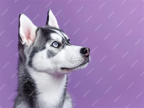 Premium Photo Cute Husky Dog On Purple Background