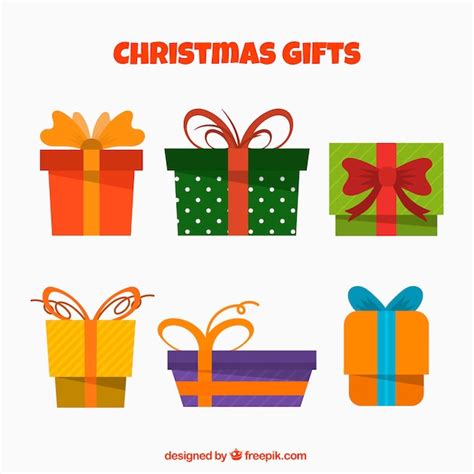 Set de cajas de regalos en diseño plano Vector Gratis