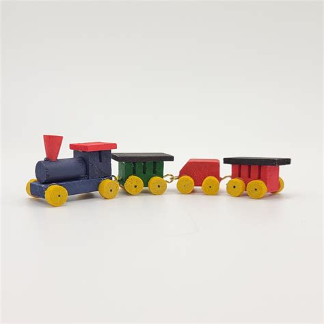 Miniature Wooden Toy Train Set - 4 Pieces - 1/12 Scale | Freedom ...