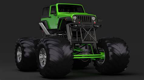 Monster Truck Jeep Wrangler Rubicon Recon 3D model | CGTrader