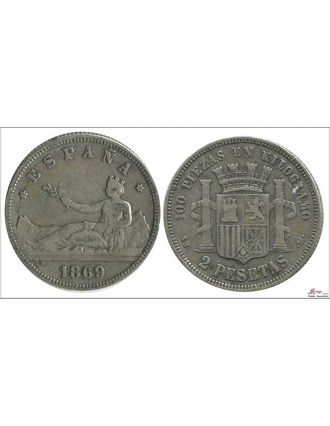 España 1869 Gobierno Provisional Nº 00086 MBC VF 2 pesetas