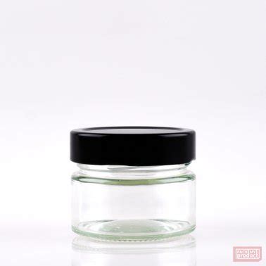 100ml Ergo Clear Glass Food Jar With 70mm Black Deep Twist Cap